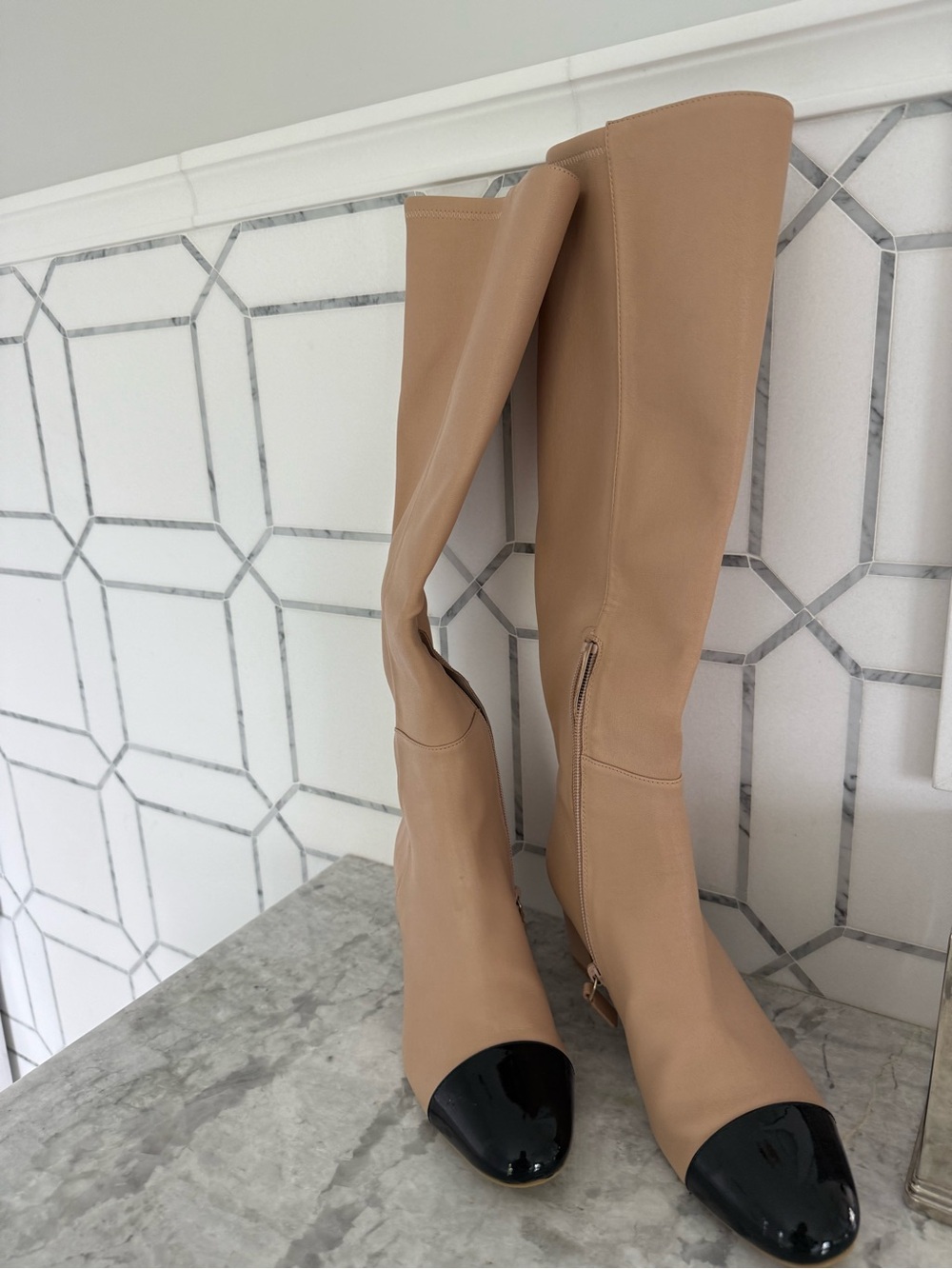 Stuart Weitzman leather boots Two-Tone Knee high toe cap - Picture 8 of 11
